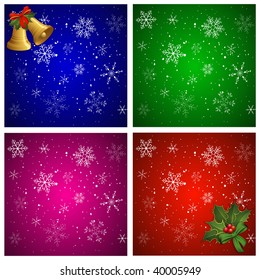 Christmas backround with bells and holly