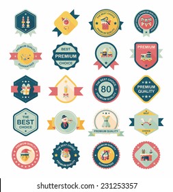 Christmas badge banner design flat background set, eps10