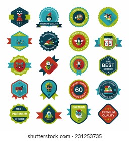 Christmas badge banner design flat background set, eps10