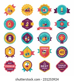 Christmas badge banner design flat background set, eps10