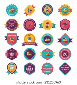 Christmas badge banner design flat background set, eps10