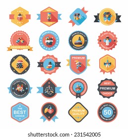 Christmas badge banner design flat background set, eps10