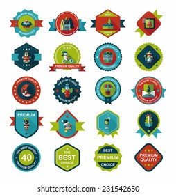 Christmas badge banner design flat background set, eps10