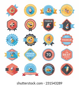 Christmas badge banner design flat background set, eps10