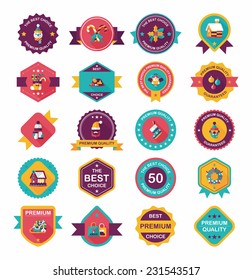 Christmas badge banner design flat background set, eps10