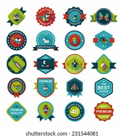 Christmas badge banner design flat background set, eps10