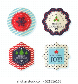 Christmas badge, label, pin, vector design template collection