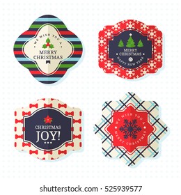 Christmas badge, label, pin, vector design template collection