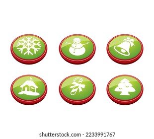 Christmas badges buttons and symbol 3d design vector