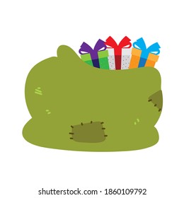 christmas bag with gift boxes icon isolated design vector illustration
