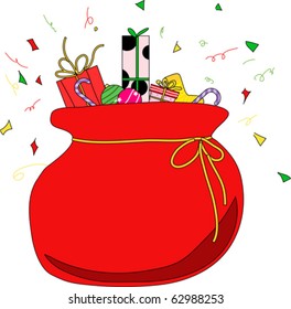 Christmas bag with gifts -illustration