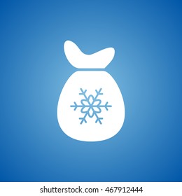 Christmas Bag Icon on blue color.