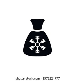 Christmas bag vector icon. filled flat sign for mobile concept and web design. Christmas bag with snowflake glyph icon. Symbol, logo illustration. Vector graphics