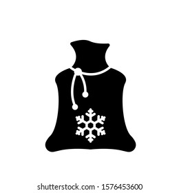 Christmas bag vector icon. filled flat sign for mobile concept and web design. Christmas bag with snowflake glyph icon. Symbol, logo illustration. Vector graphics
