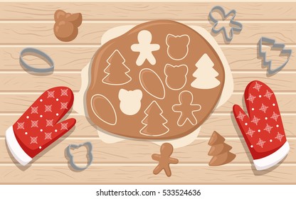 Christmas bakery gingerbread cookies. christmas vector illustration Cooking cookie