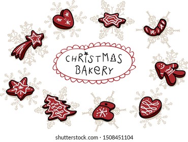Christmas bakery with gingerbread - decorative for horizontal banners and cards