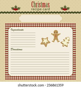 Christmas Baking Festive Recipe Card. Eps 10