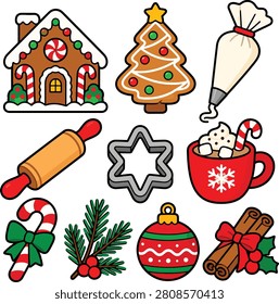 Christmas baking icon collection
