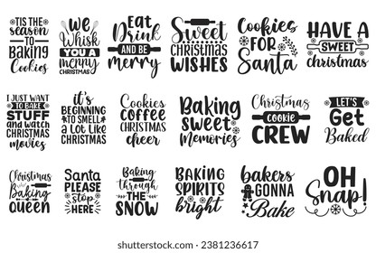 Christmas Baking Quotes Bundle, Christmas Quotes Bundle Of 18 EPS Files for Cutting Machines Cameo Cricut, Christmas Baking Quotes, Hand drawn typograp