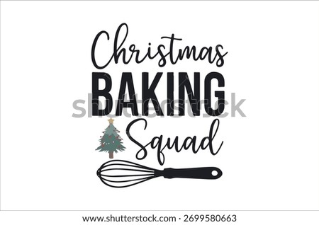 Christmas baking squad design with whimsical lettering and kitchen tools