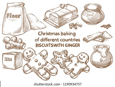 Christmas baking.Biscuit with ginge. England