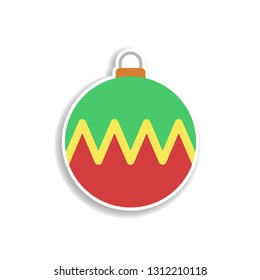 Christmas ball 2 colored line sticker icon. Elements of Christmas in color icons. Simple icon for websites, web design, mobile app, info graphics