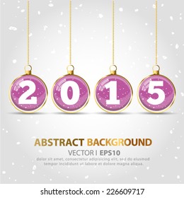 Christmas ball 2015 on blue abstract background. Vector EPS 10 illustration.