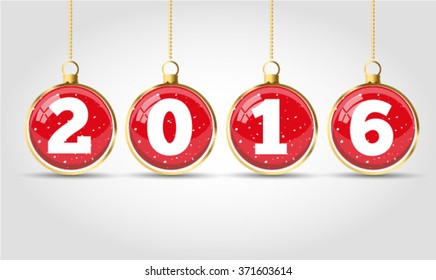 Christmas ball 2016 on blue abstract background. Vector EPS 10 illustration.