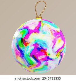 christmas ball 3d holiday gold chrome 