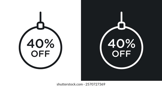 Christmas ball with 40 off discount icons set vectors on white background.