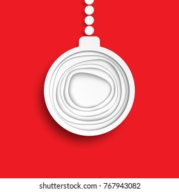 Christmas ball with abstract layer paper background.For merry christmas and happy new year paper art style.Vector illustration.