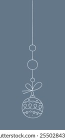 Christmas ball with an abstract pattern on a thread. Color clipart illustration.