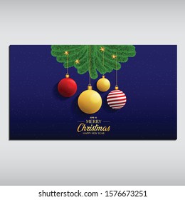 Christmas ball background for landing page, website page, website banner, flyer, and cover
