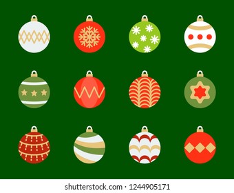 christmas ball, bauble icon set, suitable for use as material, flat design