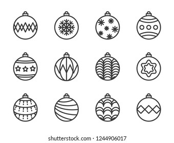 christmas ball, bauble icon set, suitable for use as material, outline design