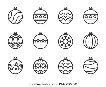 christmas ball, bauble icon set, suitable for use as material, outline design