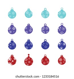 Christmas ball, christmas bauble icons set. Vector illustration. 12 xmas ball icons