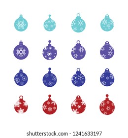 Christmas ball, christmas bauble icons set. Vector illustration. 12 xmas ball icons