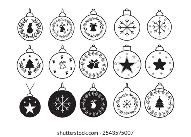 Christmas ball, christmas bauble icons set on white background