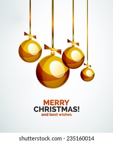 Christmas ball, bauble, New Year Concept, Greeting card or Invitation Template