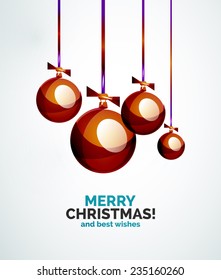 Christmas ball, bauble, New Year Concept, Greeting card or Invitation Template