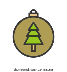 christmas ball, bauble, suitable for use as material, editable outline icon