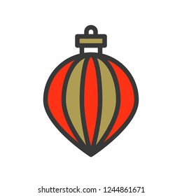 christmas ball, bauble, suitable for use as material, editable outline icon