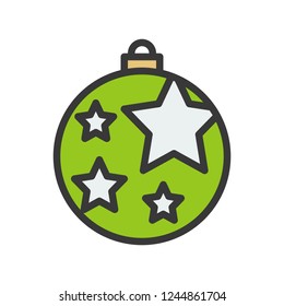 christmas ball, bauble, suitable for use as material, editable outline icon