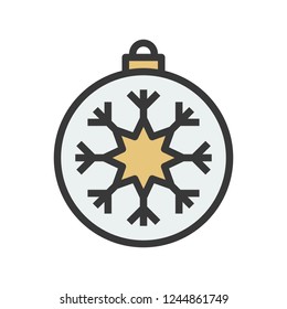 christmas ball, bauble, suitable for use as material, editable outline icon