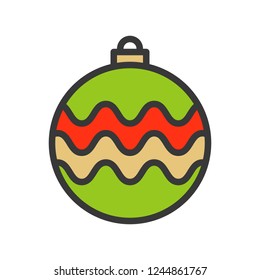 christmas ball, bauble, suitable for use as material, editable outline icon