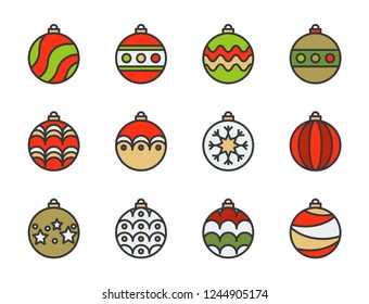 christmas ball, bauble, suitable for use as material, editable outline icon