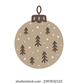 Christmas ball. Bauble for Christmas tree - сlassic holiday decor. Vector illustration of a toy with ornament on a white background.