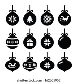 Christmas ball, christmas bauble vector icons set 