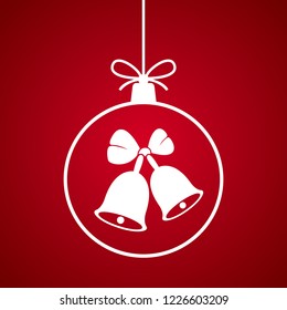Christmas ball with bells pattern. Vector illustration.